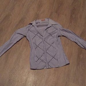 Blue and white button down